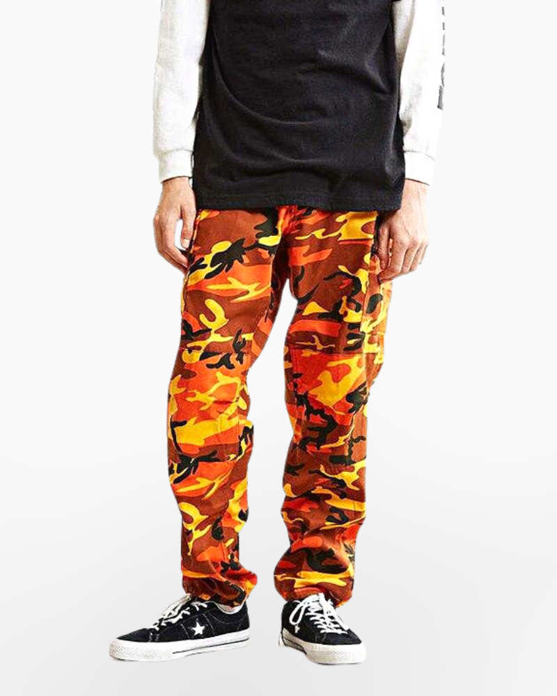 Cargo Pants Orange Camo Streetwear
