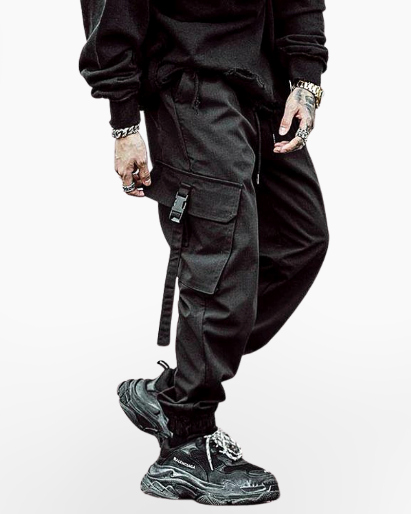 パンツ kotohayokozawa 23ss cargo pants black Black Pants With Straps 'shunsui'