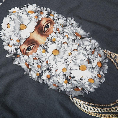 Oversized Japanese T-Shirt Floral Mask