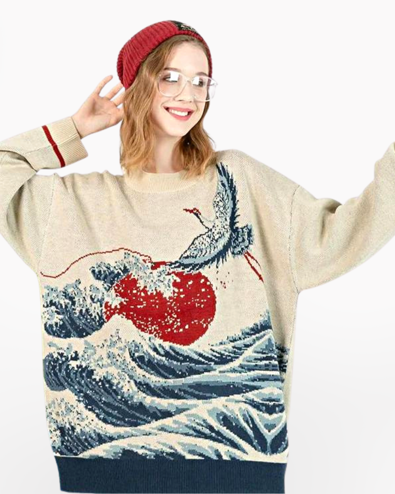 Japanese Sweatshirt Big Wave