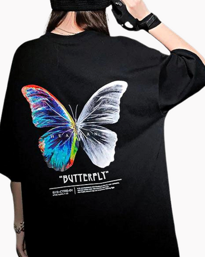 Oversized Japanese T-Shirt Butterfly
