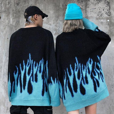 Japanese Sweater Blue Flame