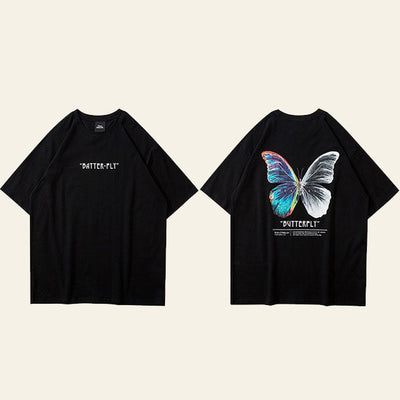 Oversized Japanese T-Shirt Butterfly